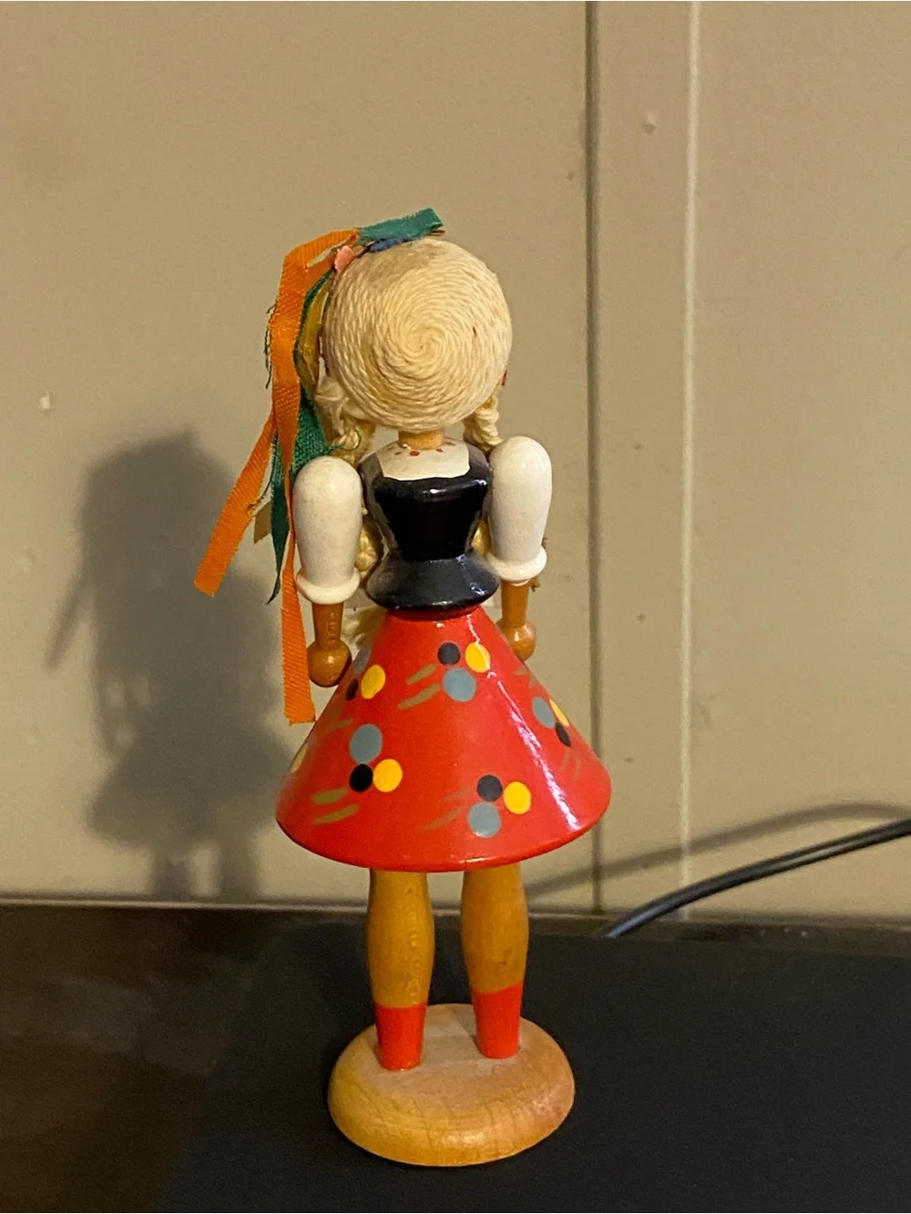 Wooden VTG Poland blonde hair doll 5” painted figure
